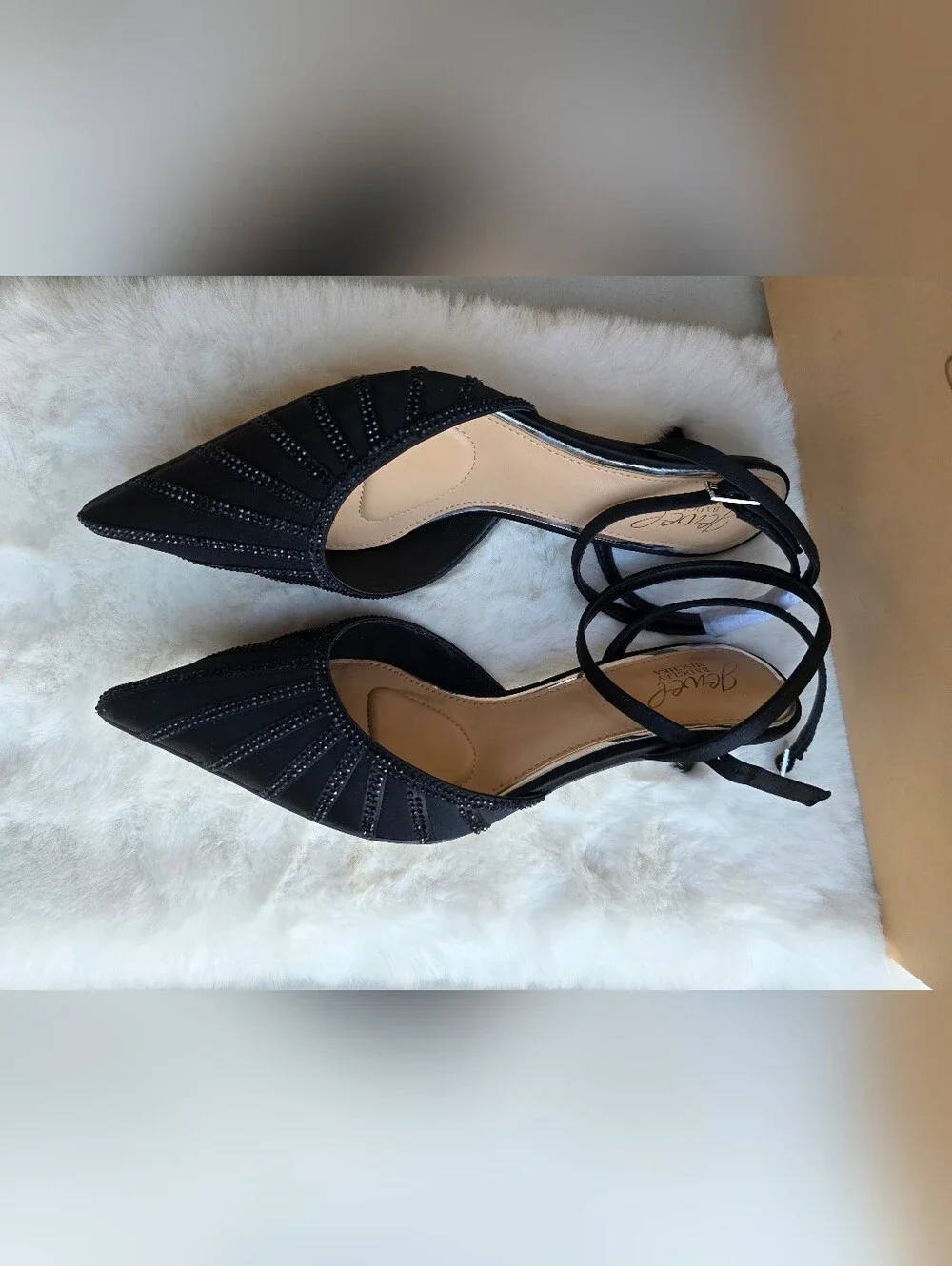 Jewel Badgley Mischka Women's Fable Evening Pumps - Black Satin, 7.5 - Picture 6 of 7